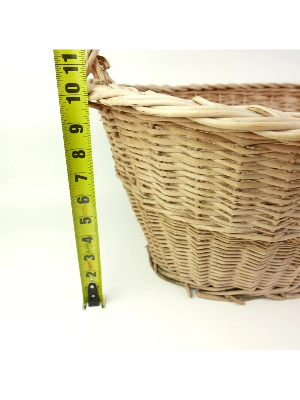 Vintage LARGE Woven Willow Wicker Laundry Basket Oval Storage Hamper Boho 23